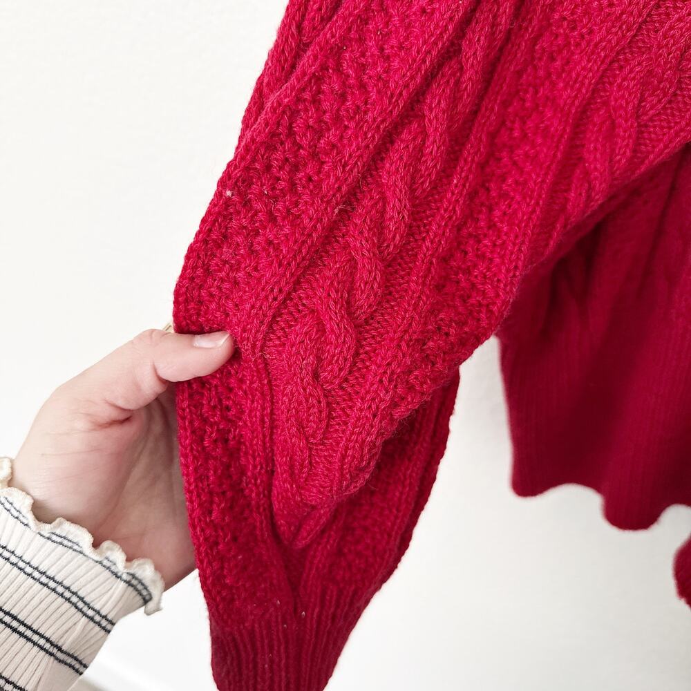 [Pendleton] Red Virgin Wool Cable Knit Grandpa Ca… - image 10